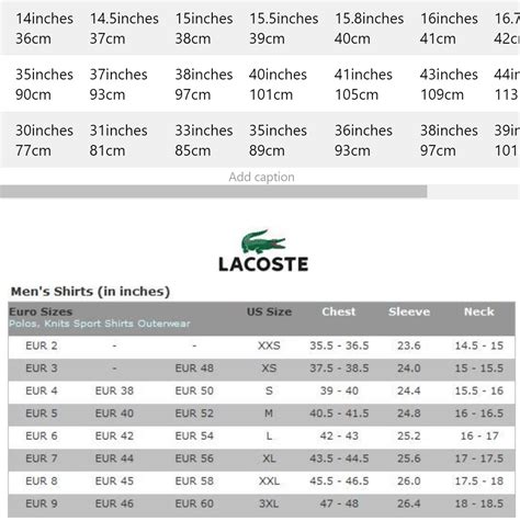 lacoste shoes men size chart|lacoste size chart men's.